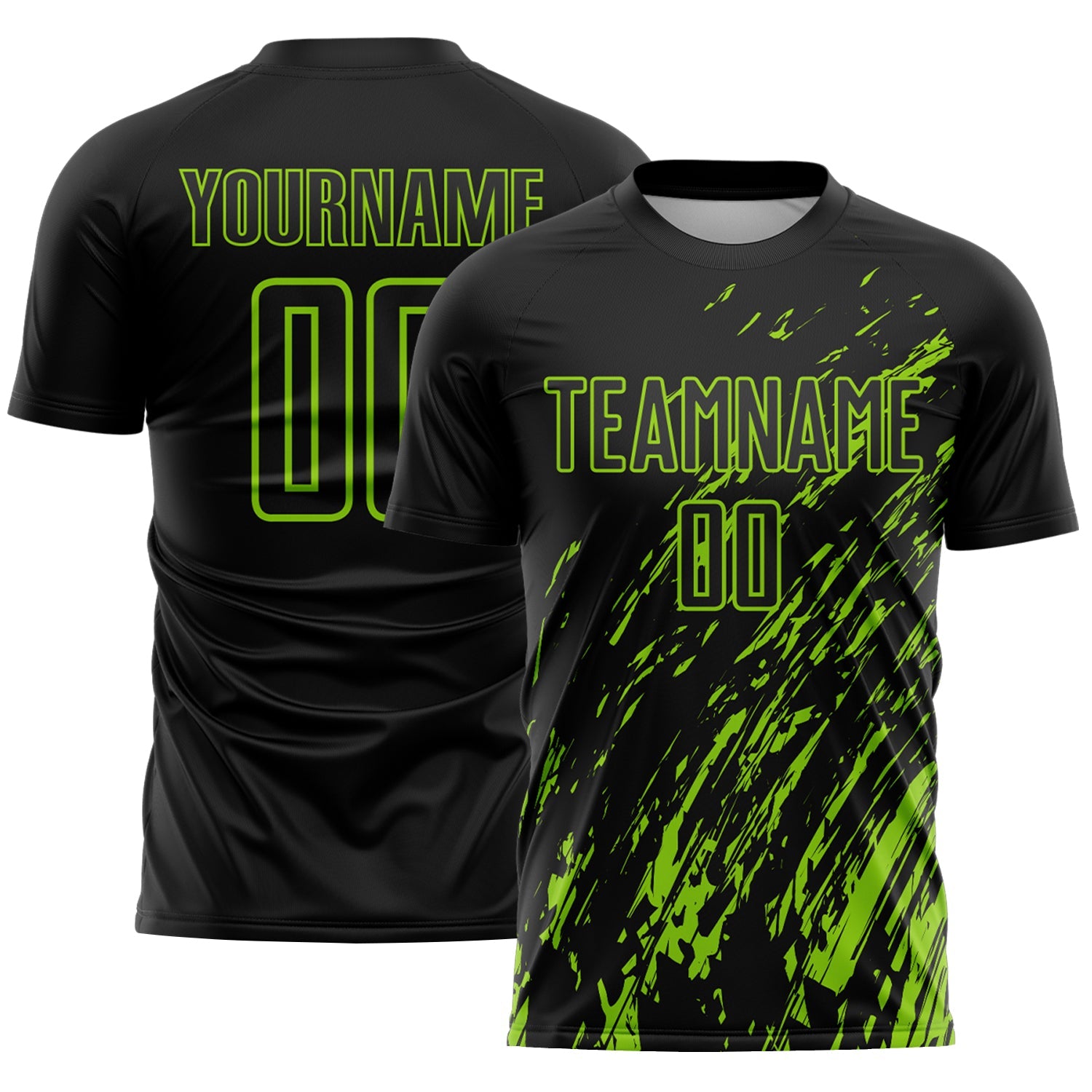 Custom Black Neon Green Splash Sublimation Soccer Uniform Jersey - Sky-Custom