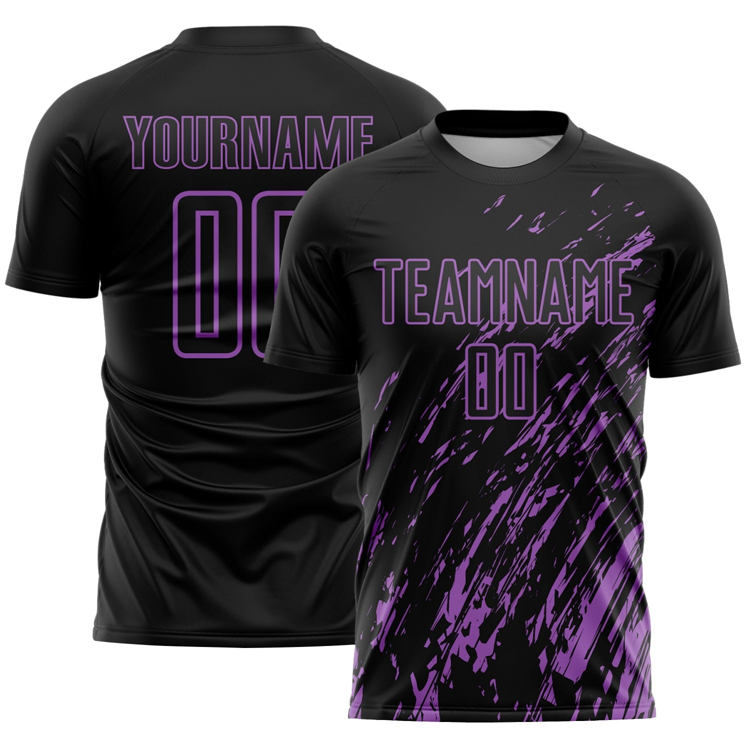 Custom Black Medium Purple Splash Sublimation Soccer Uniform Jersey - Sky-Custom