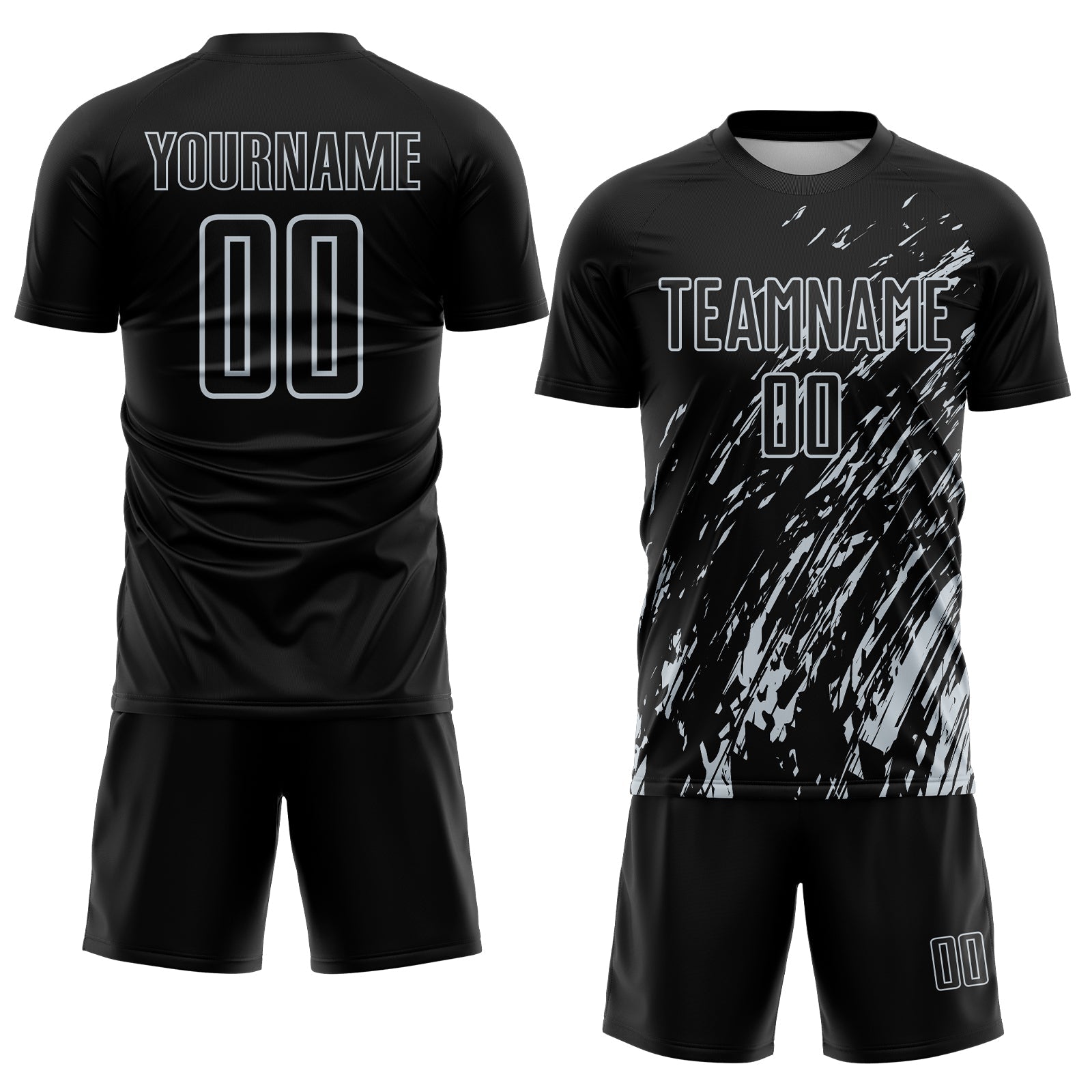 Custom Black Silver Splash Sublimation Soccer Uniform Jersey - Sky-Custom