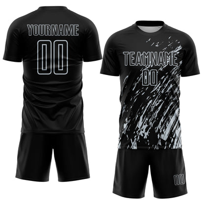 Custom Black Silver Splash Sublimation Soccer Uniform Jersey - Sky-Custom