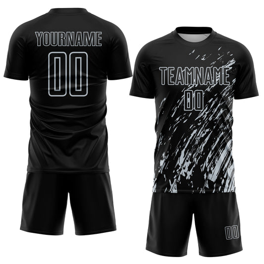 Custom Black Silver Splash Sublimation Soccer Uniform Jersey - Sky-Custom