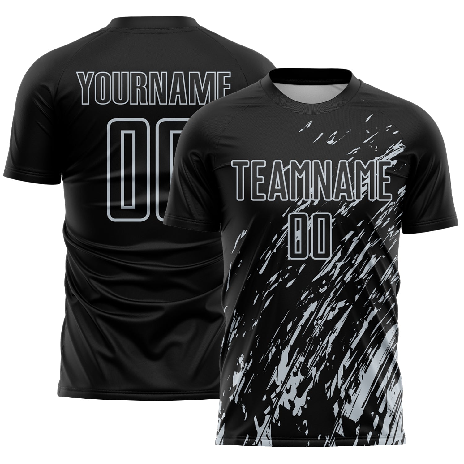 Custom Black Silver Splash Sublimation Soccer Uniform Jersey - Sky-Custom