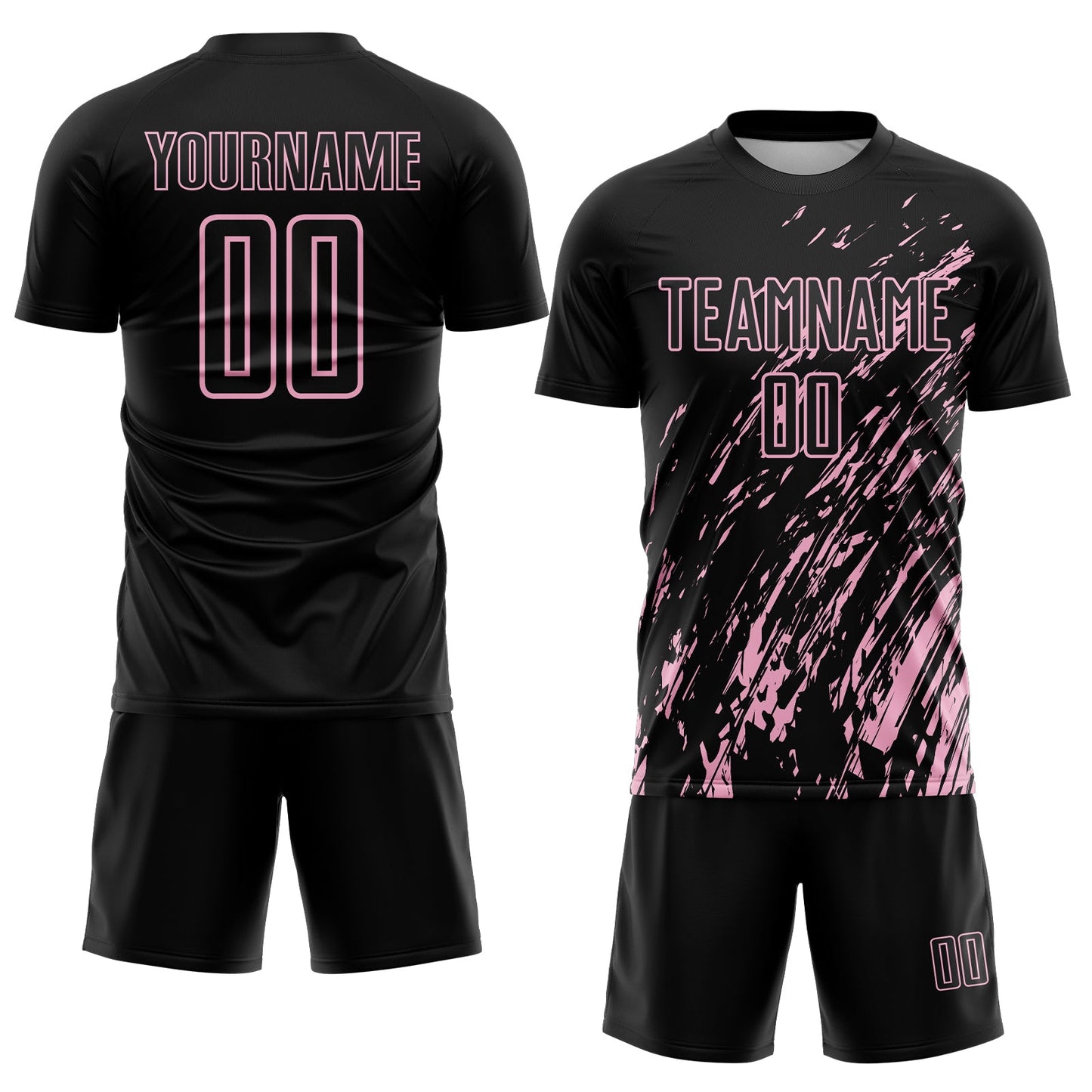 Custom Black Light Pink Splash Sublimation Soccer Uniform Jersey - Sky-Custom