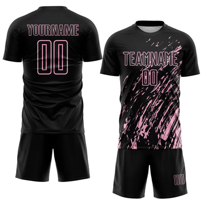 Custom Black Light Pink Splash Sublimation Soccer Uniform Jersey - Sky-Custom