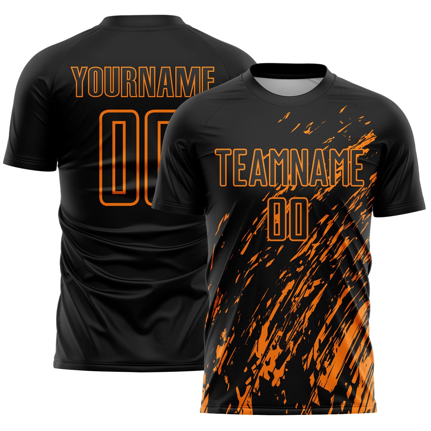 Custom Black Bay Orange Splash Sublimation Soccer Uniform Jersey - Sky-Custom