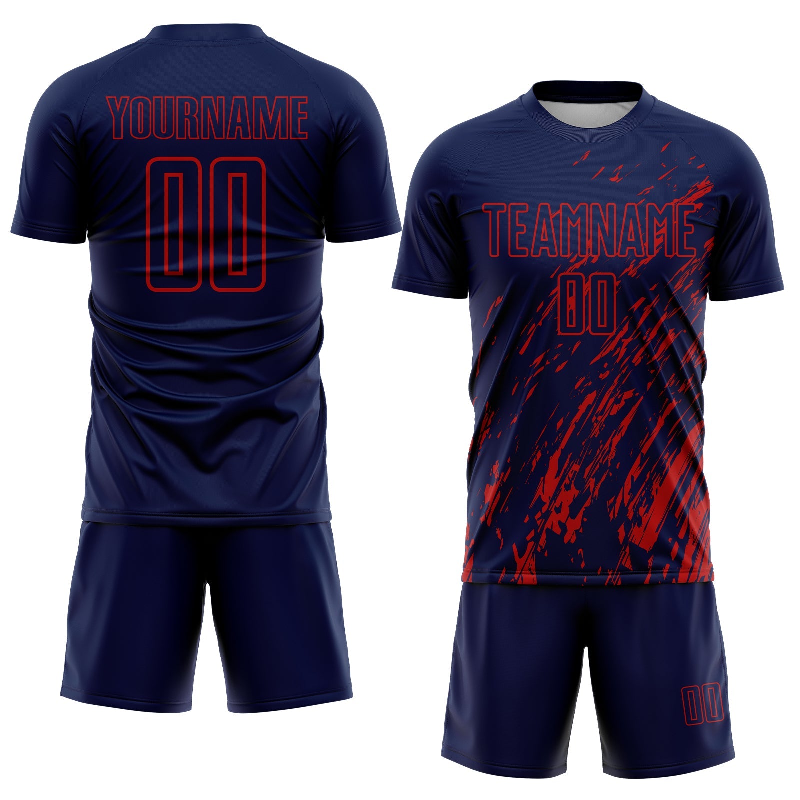 Custom Navy Red Splash Sublimation Soccer Uniform Jersey - Sky-Custom