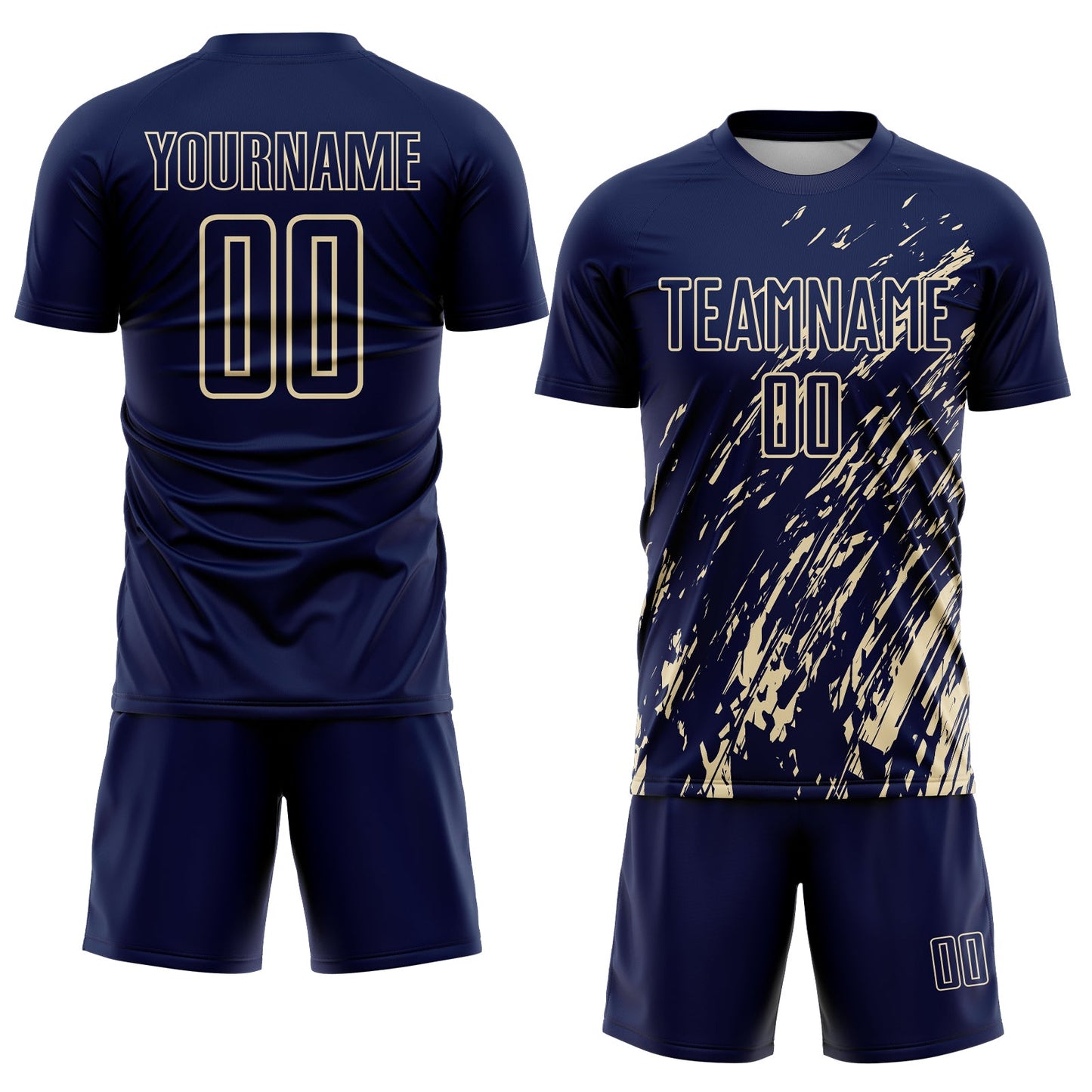Custom Navy Cream Splash Sublimation Soccer Uniform Jersey - Sky-Custom