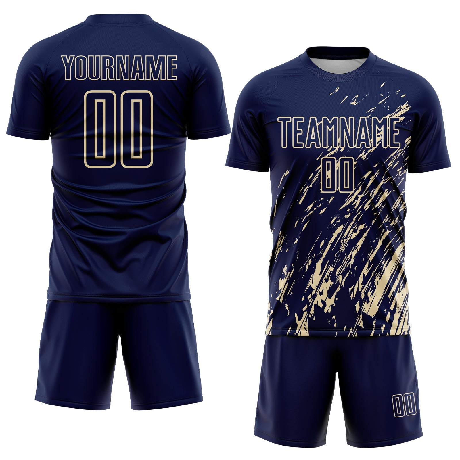 Custom Navy Cream Splash Sublimation Soccer Uniform Jersey - Sky-Custom