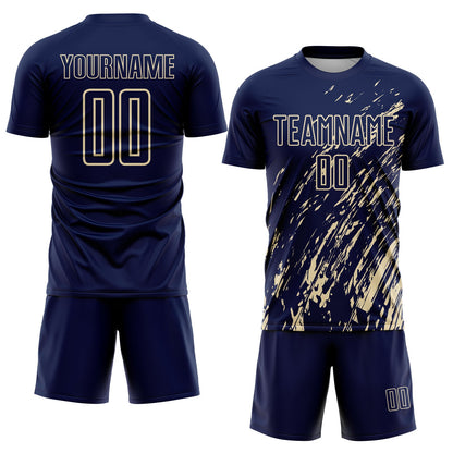 Custom Navy Cream Splash Sublimation Soccer Uniform Jersey - Sky-Custom