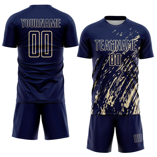 Custom Navy Cream Splash Sublimation Soccer Uniform Jersey - Sky-Custom
