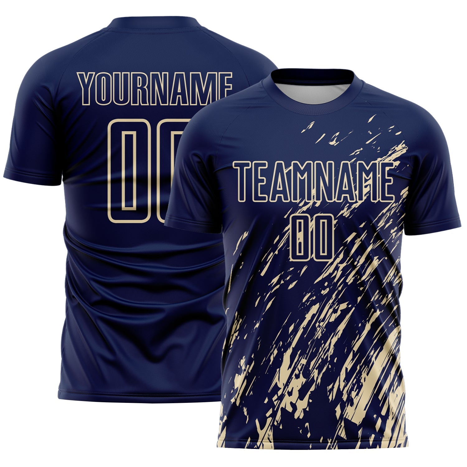 Custom Navy Cream Splash Sublimation Soccer Uniform Jersey - Sky-Custom