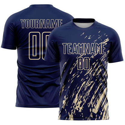 Custom Navy Cream Splash Sublimation Soccer Uniform Jersey - Sky-Custom