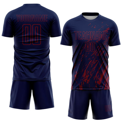 Custom Navy Crimson Splash Sublimation Soccer Uniform Jersey - Sky-Custom