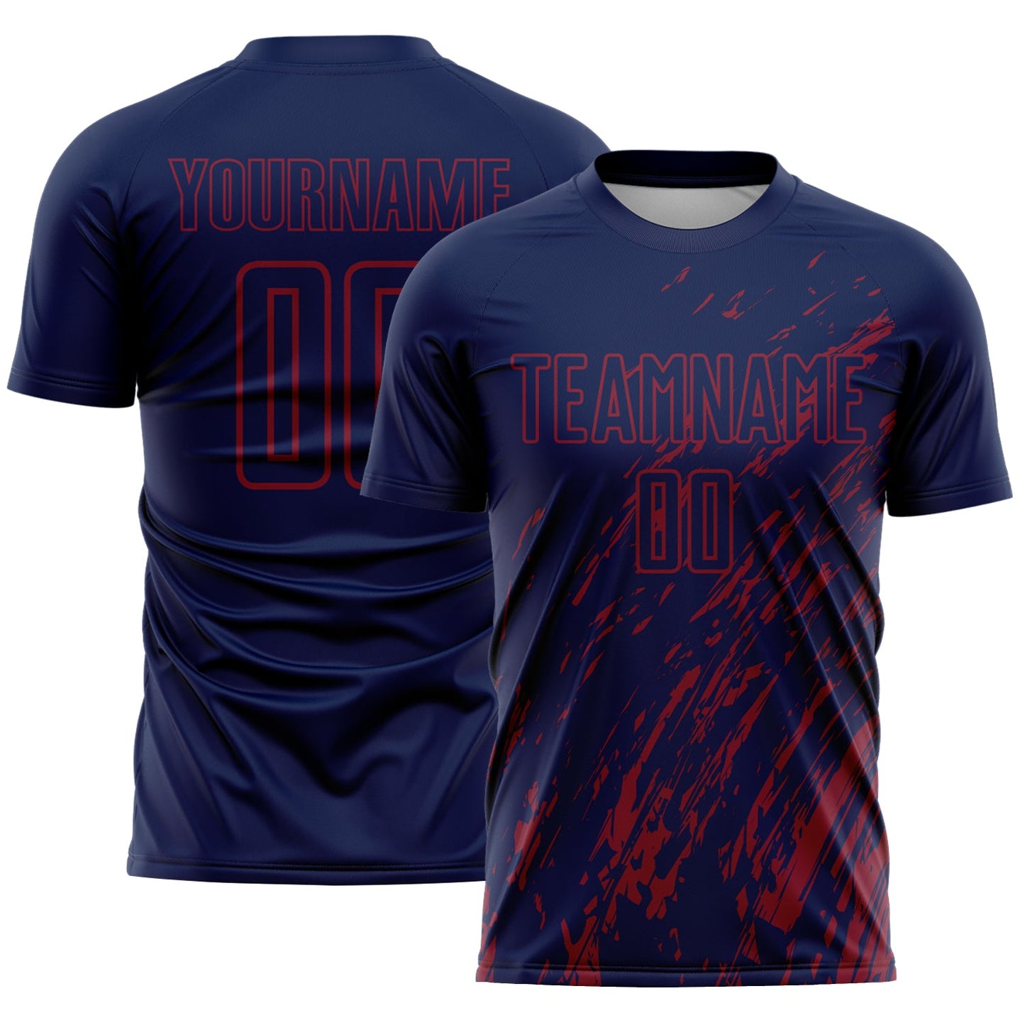 Custom Navy Crimson Splash Sublimation Soccer Uniform Jersey - Sky-Custom