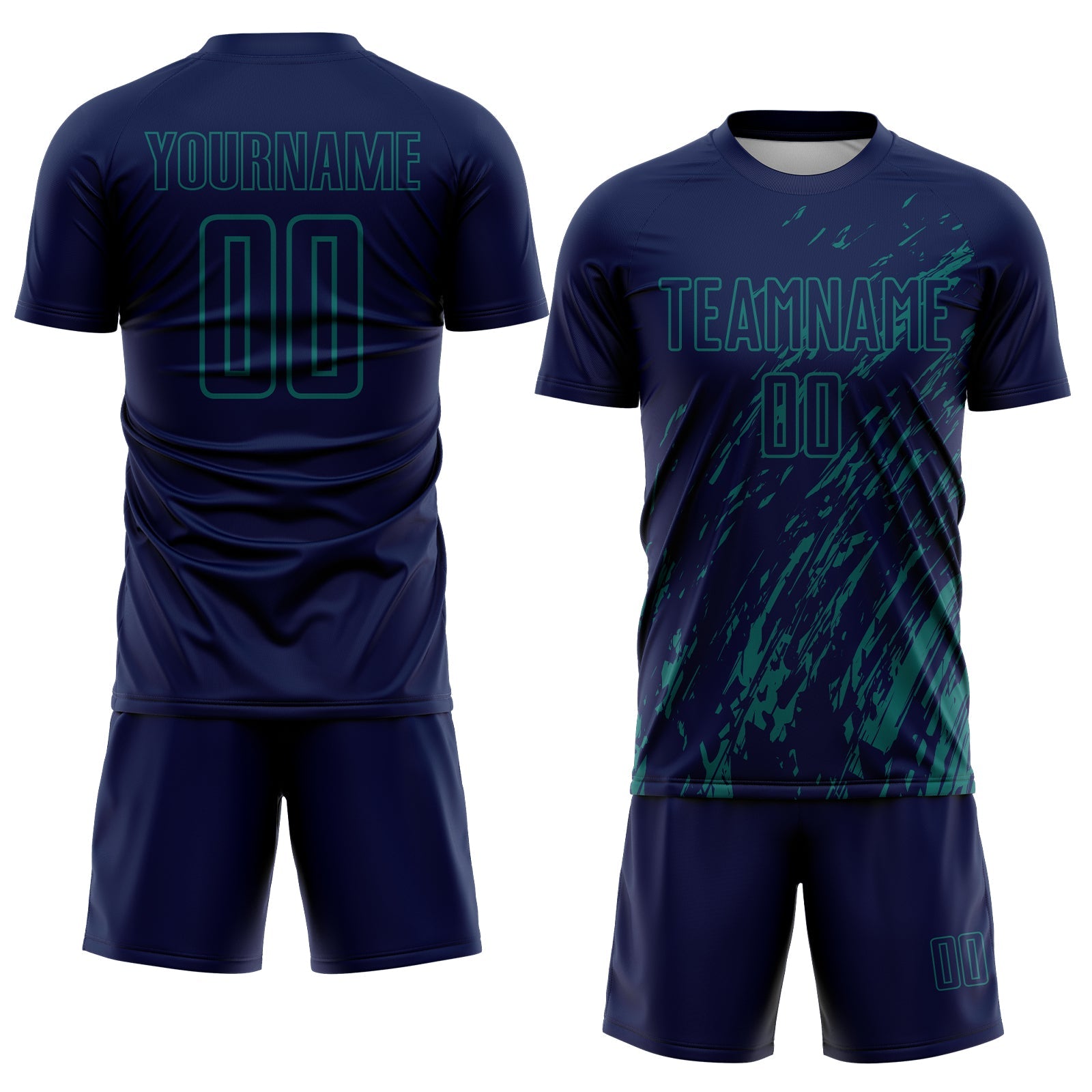 Custom Navy Teal Splash Sublimation Soccer Uniform Jersey - Sky-Custom