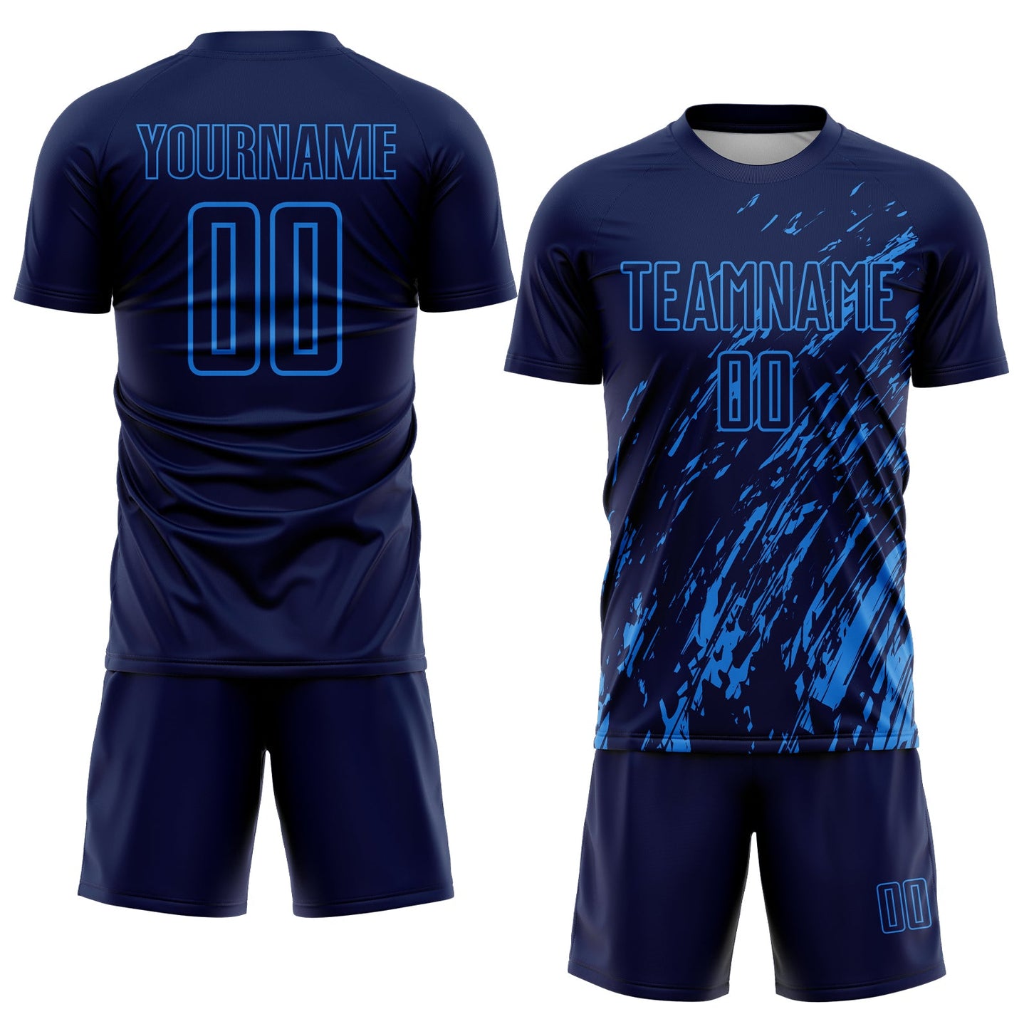Custom Navy Powder Blue Splash Sublimation Soccer Uniform Jersey - Sky-Custom