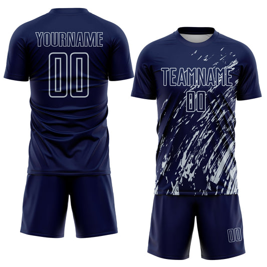 Custom Navy Silver Splash Sublimation Soccer Uniform Jersey - Sky-Custom