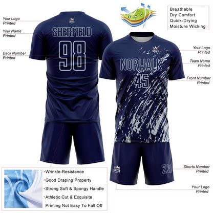 Custom Navy Silver Splash Sublimation Soccer Uniform Jersey - Sky-Custom