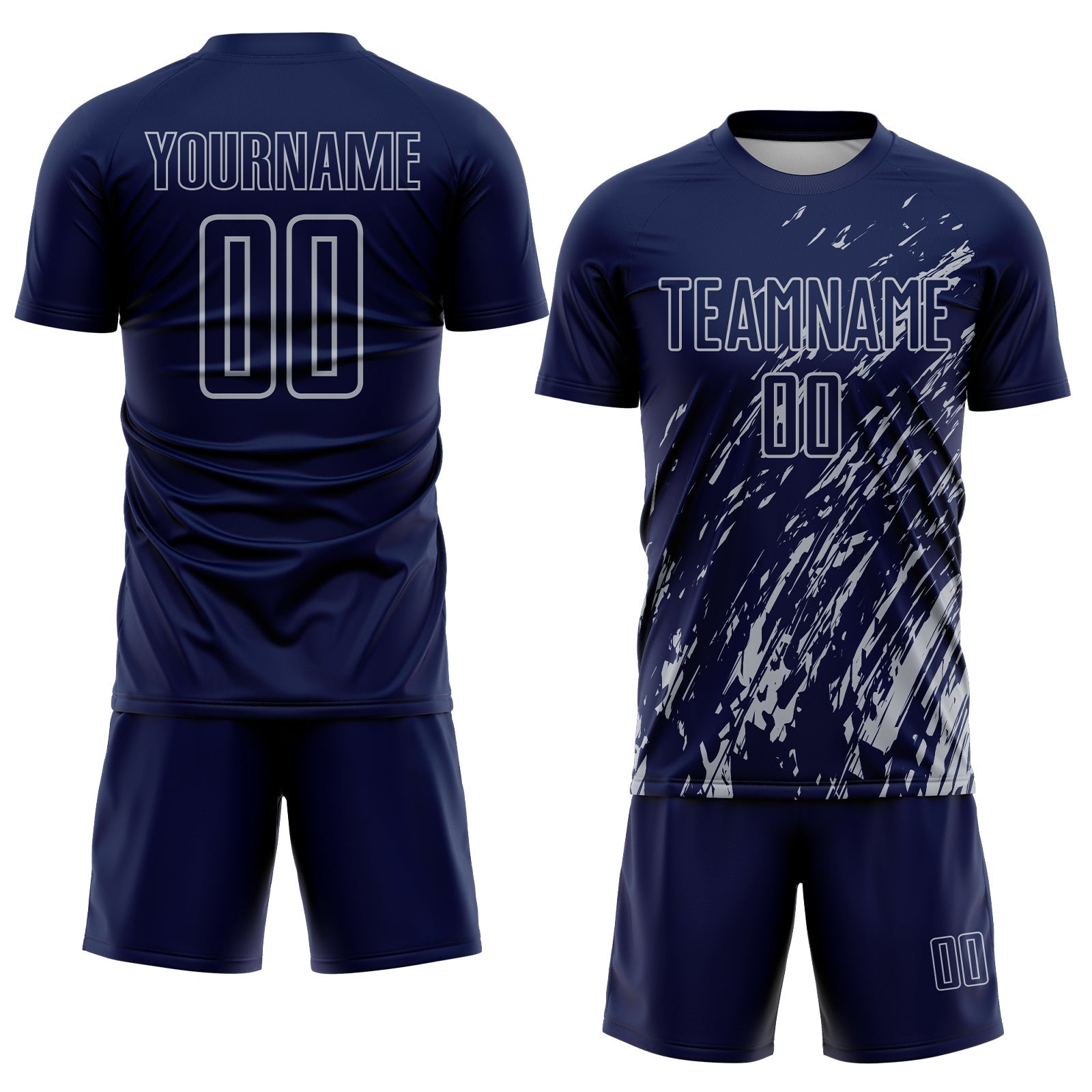 Custom Navy Gray Splash Sublimation Soccer Uniform Jersey - Sky-Custom