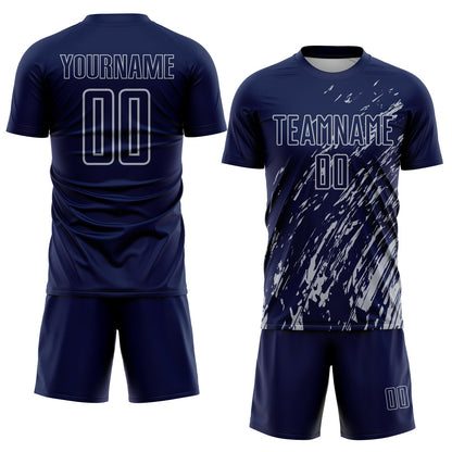 Custom Navy Gray Splash Sublimation Soccer Uniform Jersey - Sky-Custom