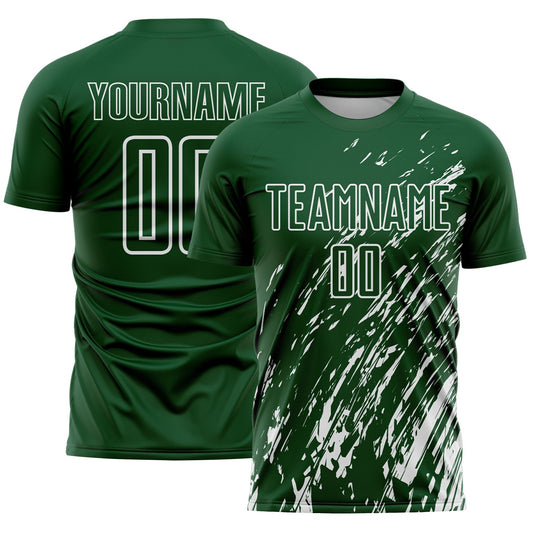 Custom Green White Splash Sublimation Soccer Uniform Jersey - Sky-Custom