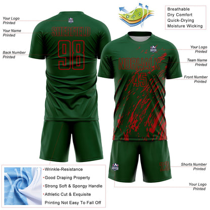 Custom Green Red Splash Sublimation Soccer Uniform Jersey - Sky-Custom