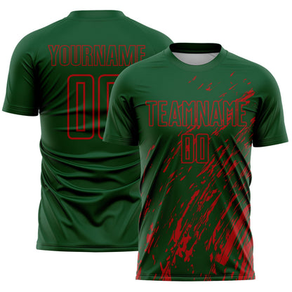 Custom Green Red Splash Sublimation Soccer Uniform Jersey - Sky-Custom