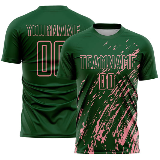 Custom Green Medium Pink Splash Sublimation Soccer Uniform Jersey - Sky-Custom