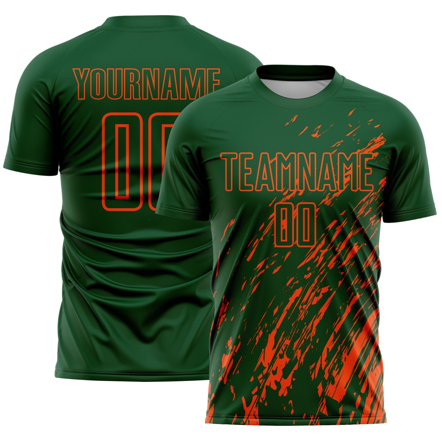 Custom Green Orange Splash Sublimation Soccer Uniform Jersey - Sky-Custom