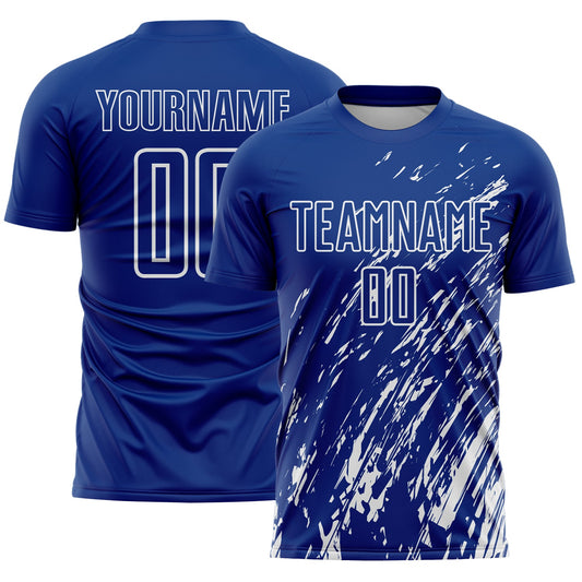 Custom Royal White Splash Sublimation Soccer Uniform Jersey - Sky-Custom