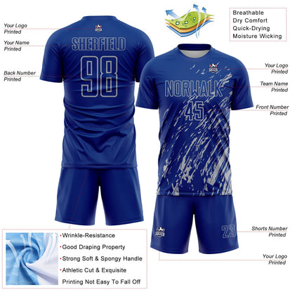 Custom Royal Gray Splash Sublimation Soccer Uniform Jersey - Sky-Custom