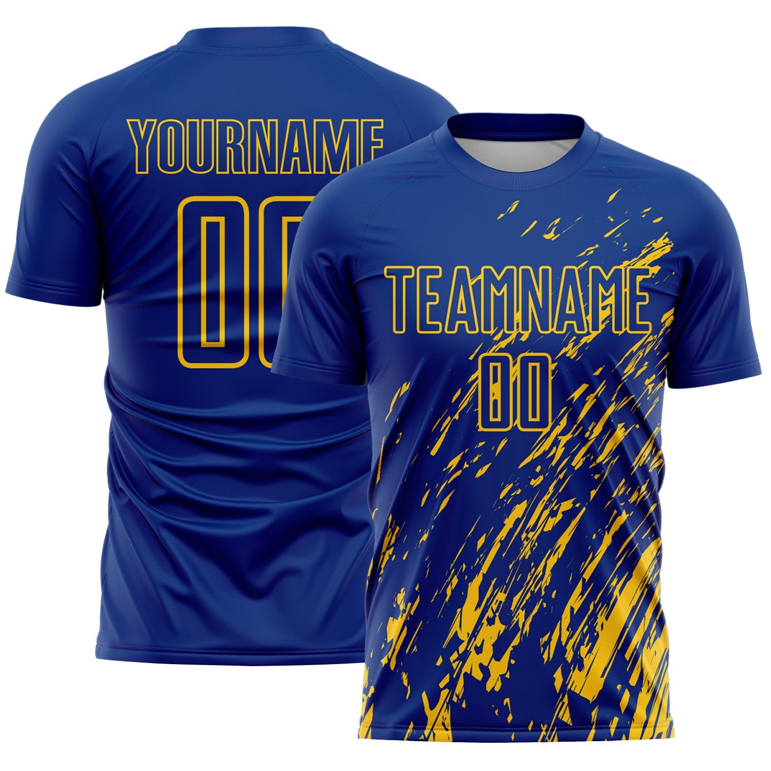 Custom Royal Yellow Splash Sublimation Soccer Uniform Jersey - Sky-Custom