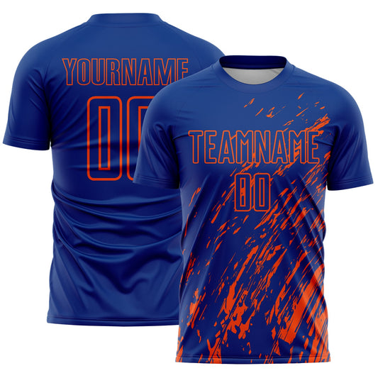 Custom Royal Orange Splash Sublimation Soccer Uniform Jersey - Sky-Custom