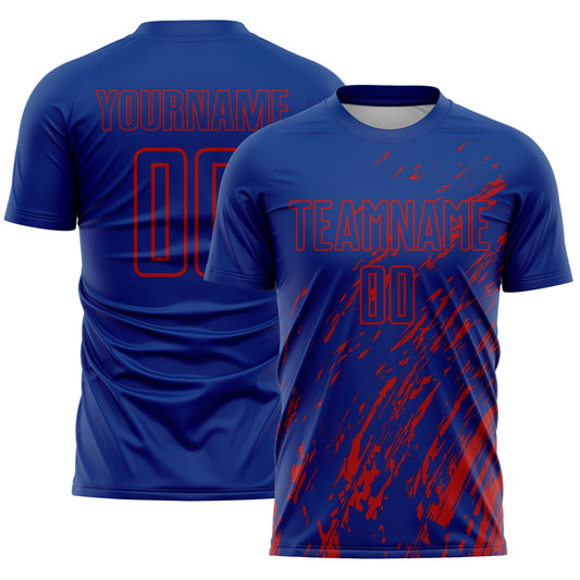 Custom Royal Red Splash Sublimation Soccer Uniform Jersey - Sky-Custom