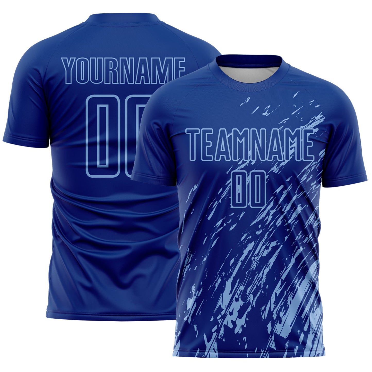 Custom Royal Light Blue Splash Sublimation Soccer Uniform Jersey - Sky-Custom