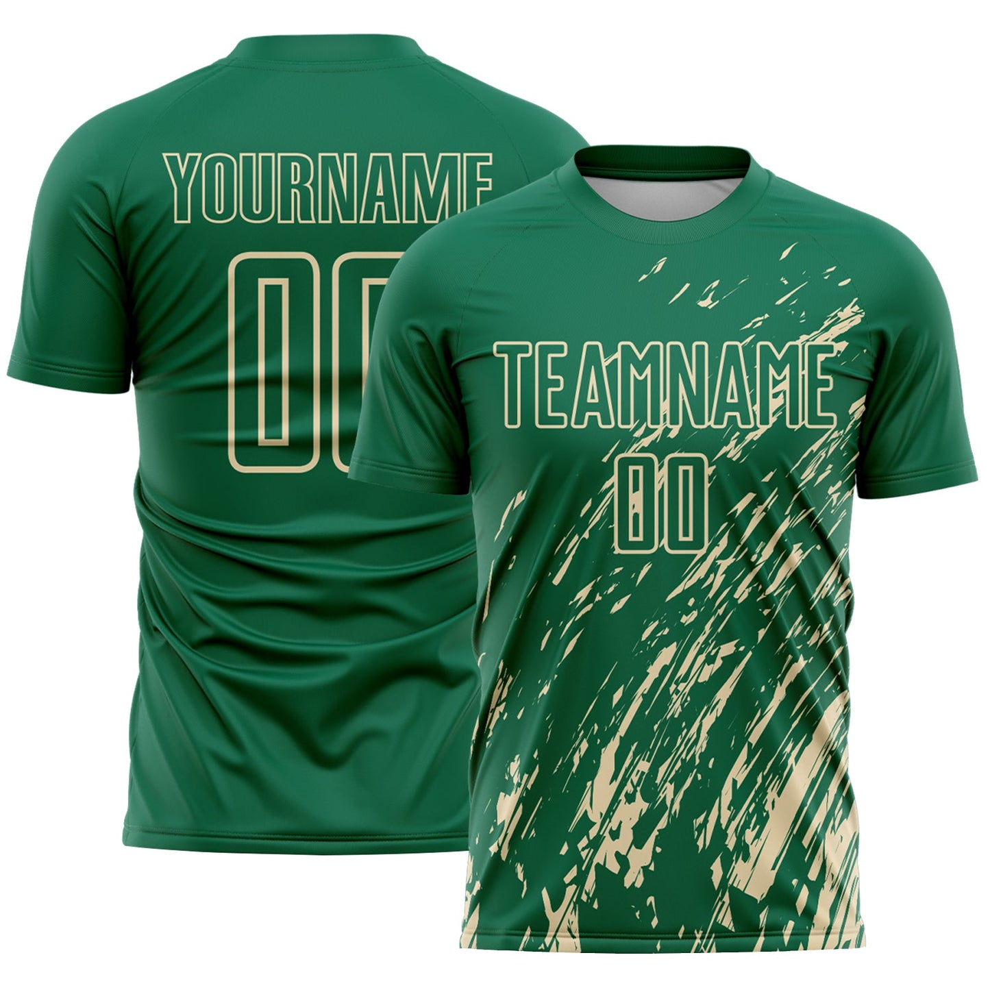 Custom Kelly Green Cream Splash Sublimation Soccer Uniform Jersey - Sky-Custom