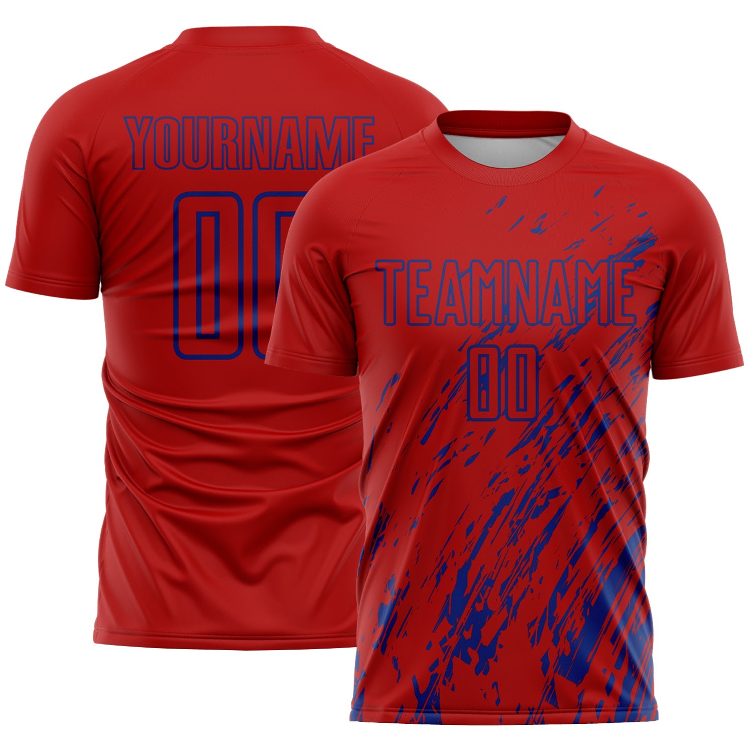 Custom Red Royal Splash Sublimation Soccer Uniform Jersey - Sky-Custom