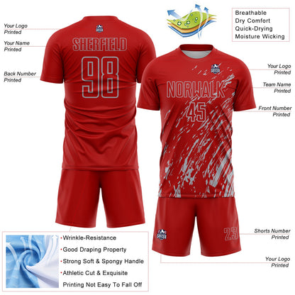Custom Red Gray Splash Sublimation Soccer Uniform Jersey - Sky-Custom