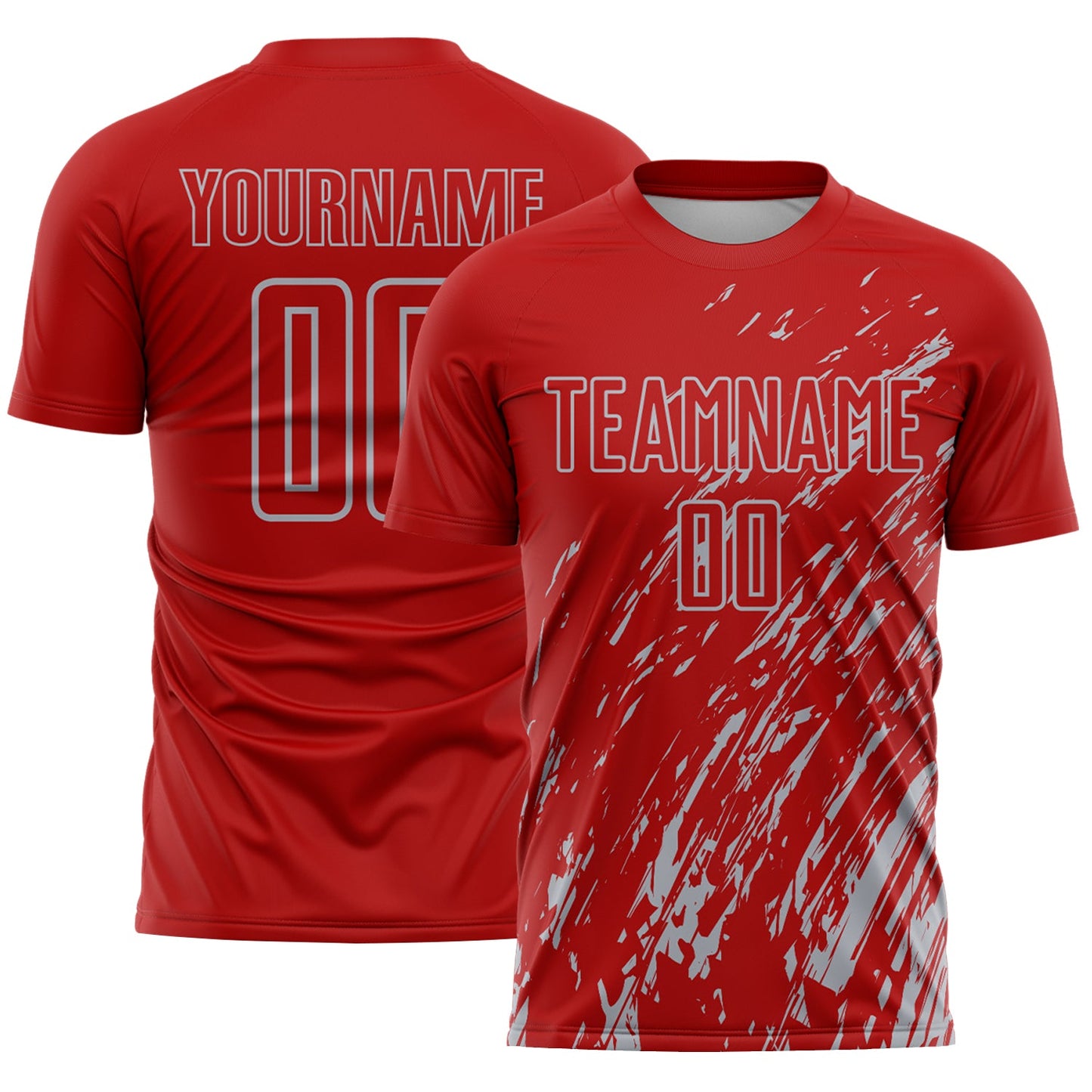 Custom Red Gray Splash Sublimation Soccer Uniform Jersey - Sky-Custom