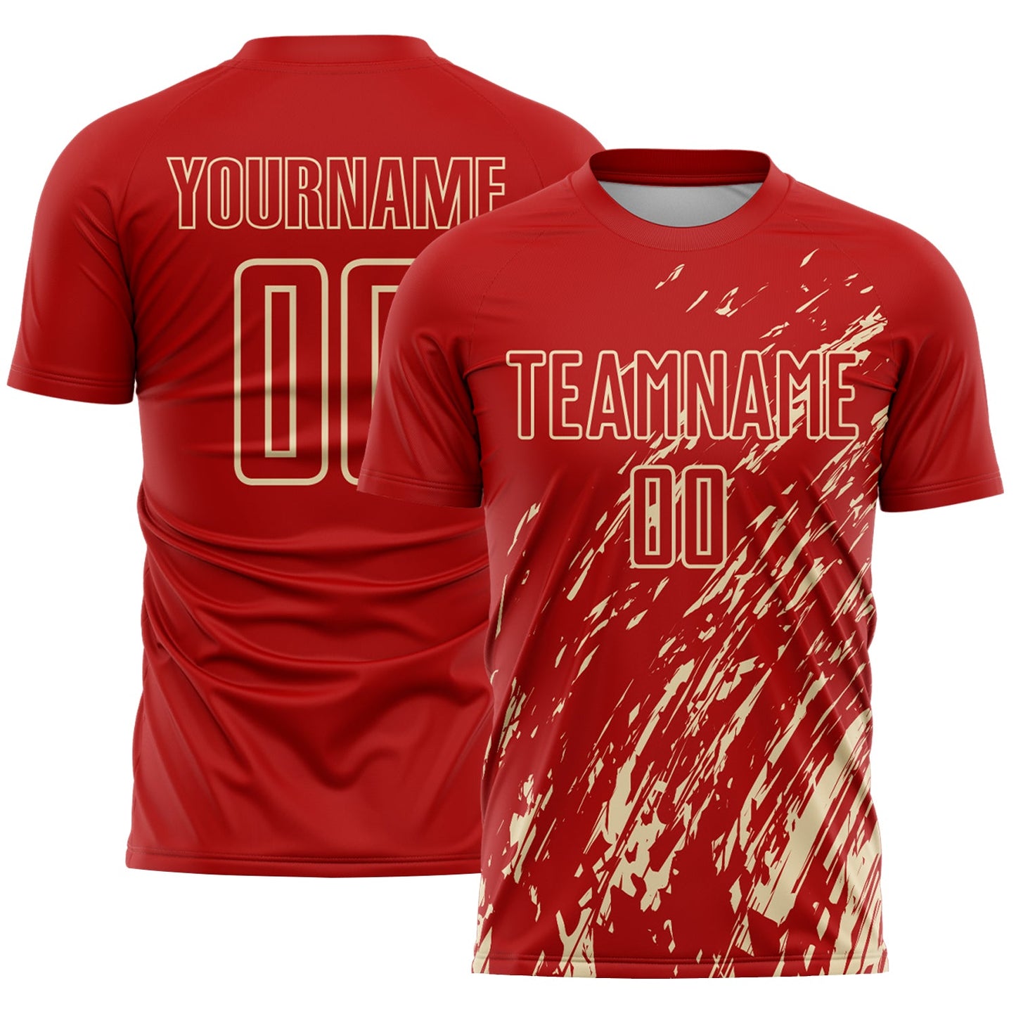 Custom Red Cream Splash Sublimation Soccer Uniform Jersey - Sky-Custom