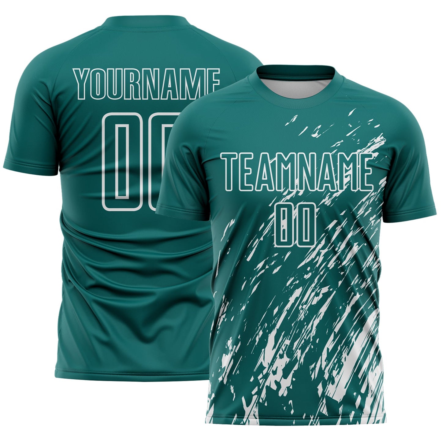 Custom Teal White Splash Sublimation Soccer Uniform Jersey - Sky-Custom