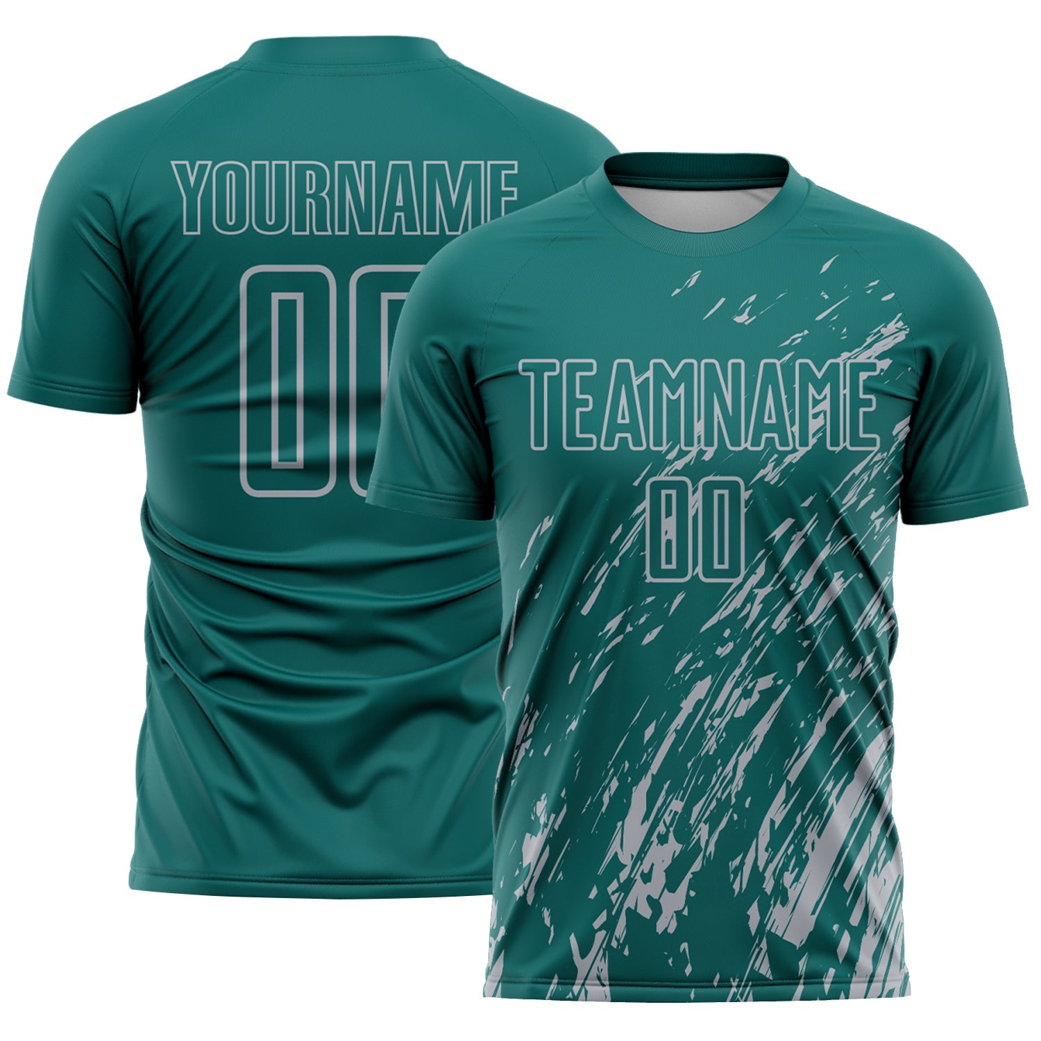 Custom Teal Gray Splash Sublimation Soccer Uniform Jersey - Sky-Custom