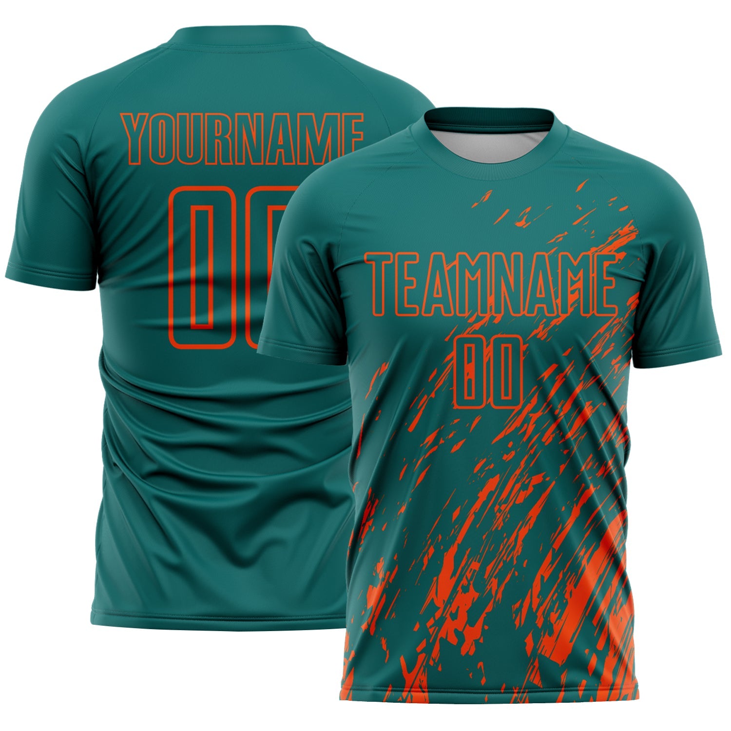 Custom Teal Orange Splash Sublimation Soccer Uniform Jersey - Sky-Custom