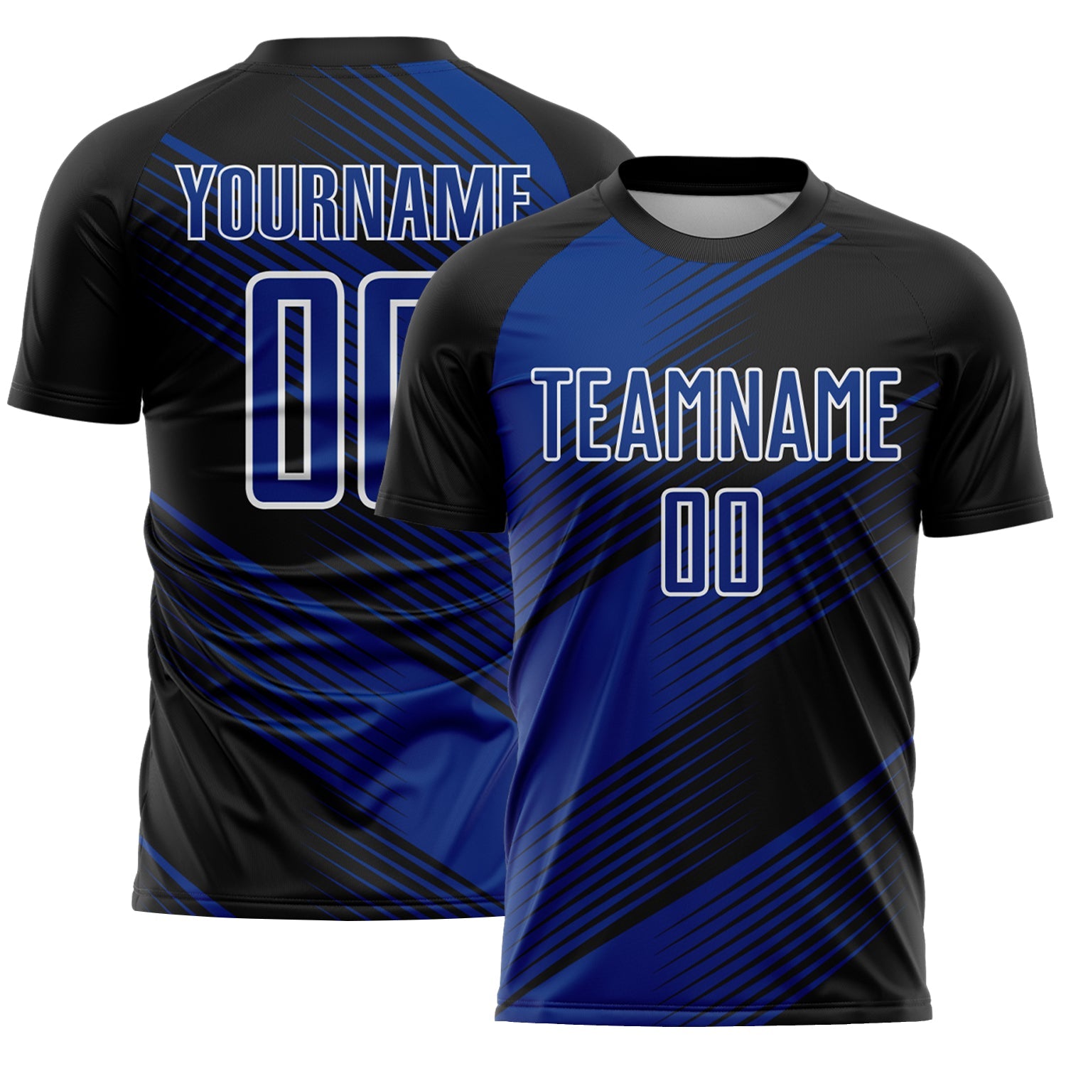Custom Black Royal-White Line Sublimation Soccer Uniform Jersey - Sky-Custom