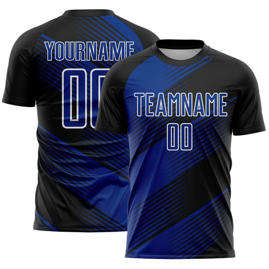 Custom Black Royal-White Line Sublimation Soccer Uniform Jersey - Sky-Custom