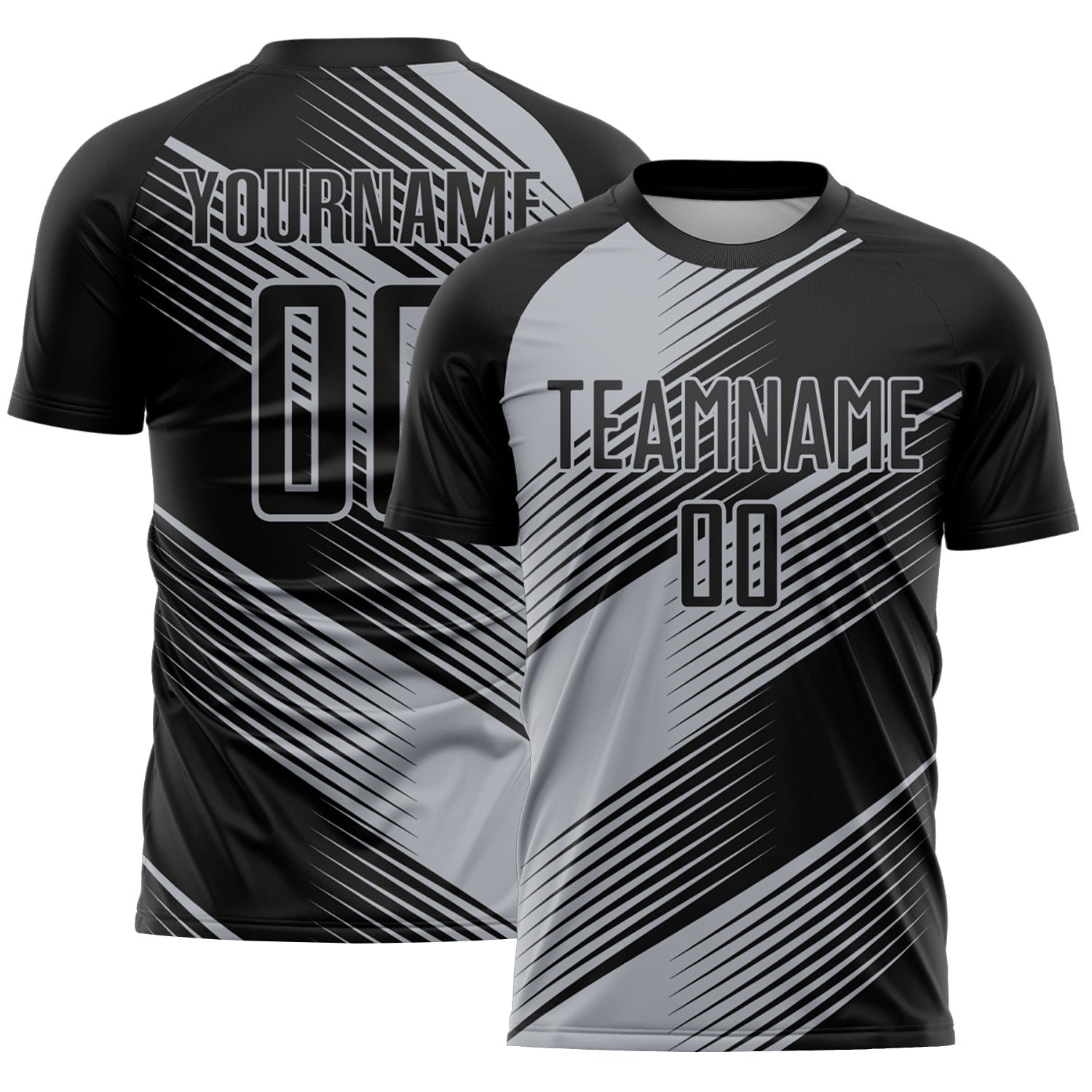 Custom Black Gray Line Sublimation Soccer Uniform Jersey - Sky-Custom