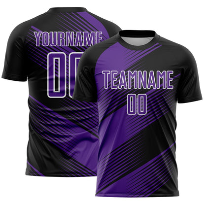 Custom Black Purple-White Line Sublimation Soccer Uniform Jersey - Sky-Custom