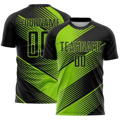 Custom Black Neon Green Line Sublimation Soccer Uniform Jersey - Sky-Custom