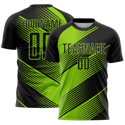 Custom Black Neon Green Line Sublimation Soccer Uniform Jersey - Sky-Custom