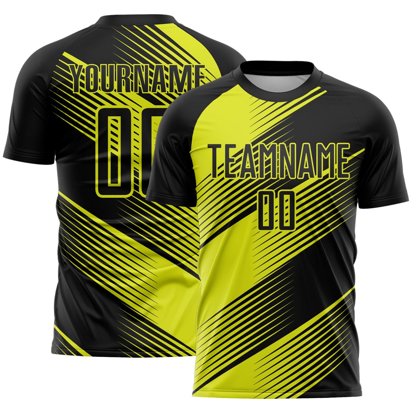 Custom Black Neon Yellow Line Sublimation Soccer Uniform Jersey - Sky-Custom